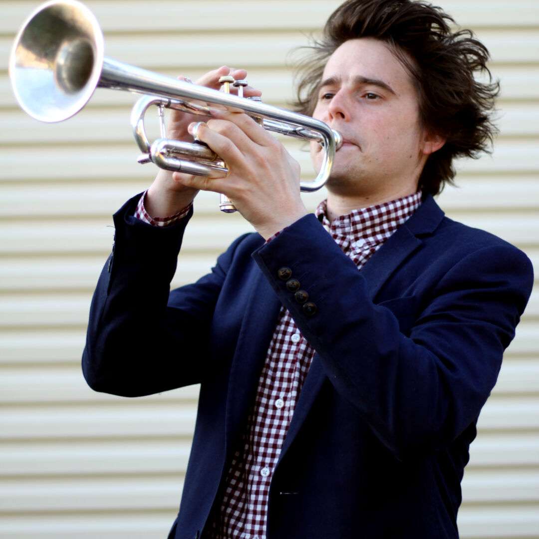 Sam Nester playing trumpet.