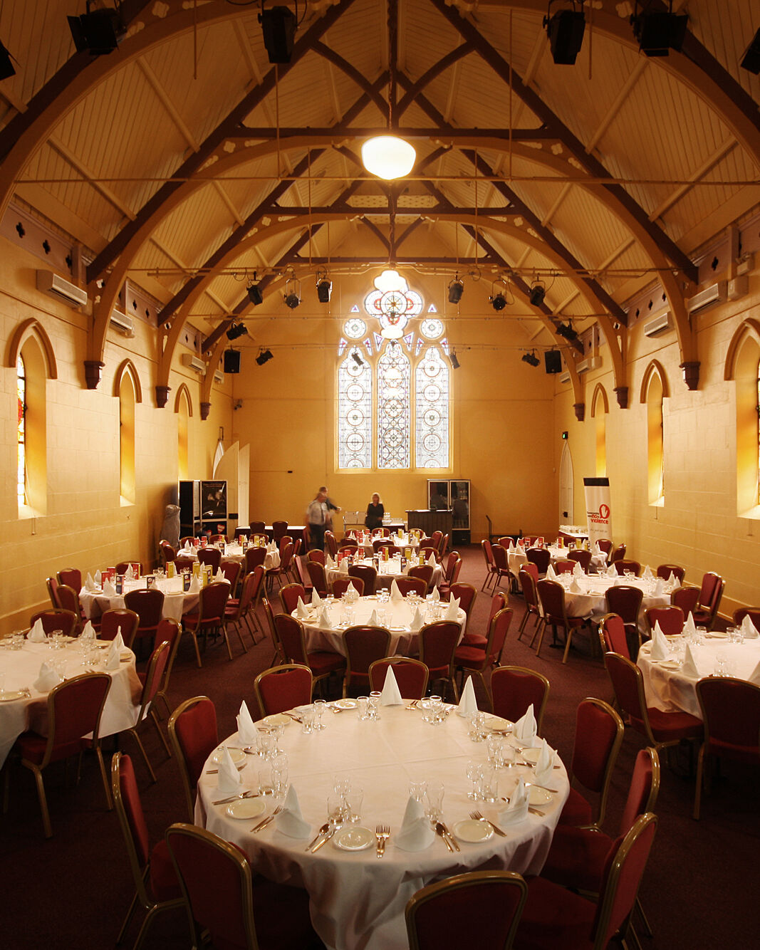 Empire Church Theatre set up with round tables