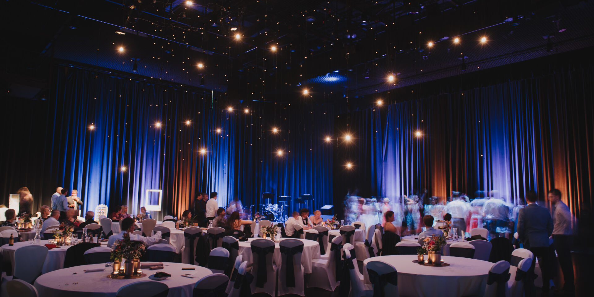 The Armitage centre set for a wedding with fairy lights